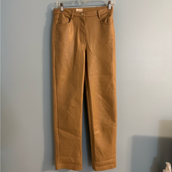 Wilfred Pants - Wilfred by Aritizia tan faux leather pants size 4